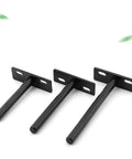 Built Tough T Shaped Wall Bracket Premium Silver Shelf Support Invisible Anti Rust Metal Partition Hanger Sleek Nickel Plate, three heavy-duty black brackets.