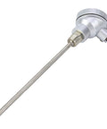 One Half Inch NPT Thread Thermocouple Terminal Head PT100 Stainless Steel Temperature Sensor Probe 200mm Length, side view.