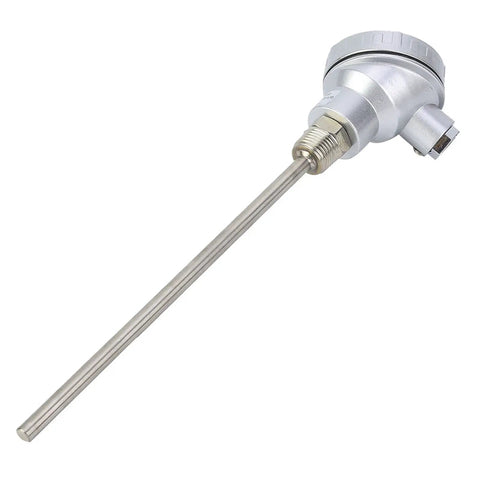 One Half Inch NPT Thread Thermocouple Terminal Head PT100 Stainless Steel Temperature Sensor Probe 200mm Length, side view.