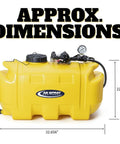 25 Gallon Platinum Spot Sprayer With Prime Pump Delivers 60 Psi For Heavy Duty Ag Work Polyethylene Tank measurements shown