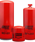 Heavy Duty Cummins Engine Filter Service Kit with three red Baldwin filters including BD103, BW5071, BF1259.