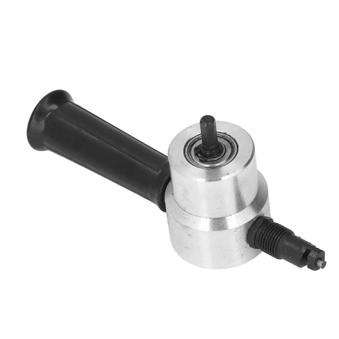 Aramox Double Head Electric Nibbler Cutter For Metal Sheet Fabrication showing durable alloy construction and black handle.
