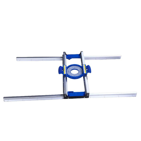 Adjustable Router Sled for Flattening Slabs with Heavy-Duty Aluminum Rails, Precise Positioning Jig in a workshop setup