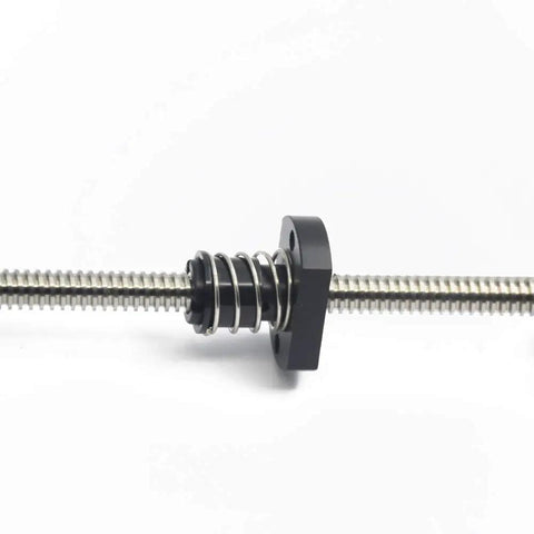 Close-up of NEMA 17 Stepper Motor With Integrated 240mm TR8x2 Lead Screw 2mm Pitch 500mN.m High Torque showing anti-backlash nut