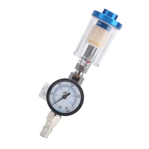 Mini Air Filter Water Separator With Pressure Gauge And Manual Drain One Quarter Inch Line Regulator For Spray Pneumatic Gun