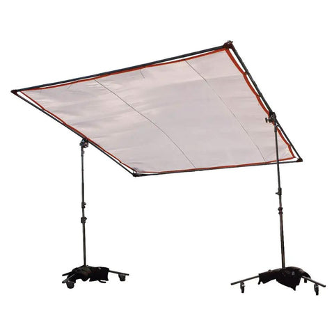 Adjustable frame supporting translucent sheet used in theatrical set lighting.