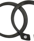 Get Your Hands On These 2 Pcs Heavy Duty External Retaining Rings For 125-145Mm Bearings And Gears Made From Tough 65 Mn Spring Steel With Heat Resistant Black Plating Perfect For Cars Motorcycles And More Durable Tools For Pros showing two rings.