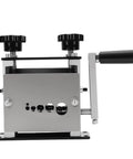 Gowenic 6 Channel Hand Crank And Drill Powered Automatic Wire Stripper Machine For Copper Cable Stripping 1 To 17 Millimeters side view showing handles and blade openings.