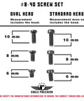 Top Shelf Eight Forty Screw Bundle Packing Thirty Six Units In Six Eight And Ten Millimeter Sizes Featuring Oval And Filister Head Styles With A Companion Torx Driver For Rock Solid Precision Work Easy Hobby Upgrades And Zero Sweat Mounting Sessions. Image of #8-40 screw set with oval and standard head screws in various sizes.