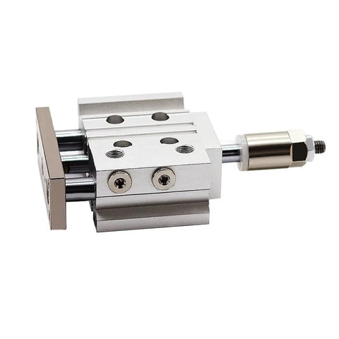 Compact Pneumatic Cylinder And Air Actuator With Three Axis Guide Featuring Adjustable Stroke For Seamless Control, 20 MM bore.