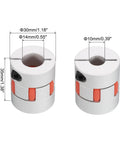 Aluminum Plum Shaft Coupling 10mm To 14mm Bore L35xD30 Flexible Coupler Joint For Machines, pack of 2, dimensions displayed