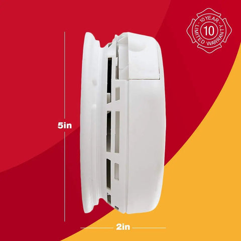 Side view of Hardwired Smoke Alarm With Wireless Interconnect, Photoelectric Sensor, Battery Backup, SA521CN3ST, White, 5x2 inches