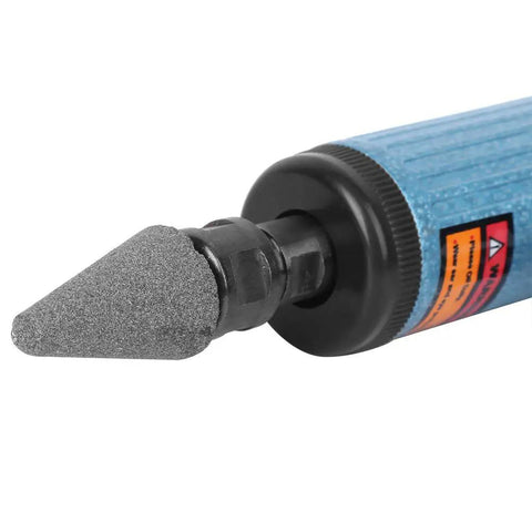 Top Grade Pneumatic Air Die Grinder 18000 RPM Badass Rotary Polisher With 6mm And 3mm Chucks close-up of conical grinding tip for metalworking.