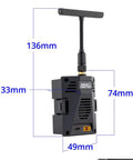 Ranger Micro 2.4GHz ELRS Module For TX16S TX12 MKII Radios With T-Shape Antenna, dimensions labeled for maximum signal range.