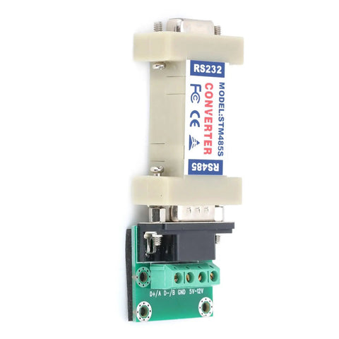 Top Shelf RS232 To RS485 Converter Adapter With Truly Passive Design for heavy duty industrial automation. Compact size with green terminal block.