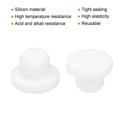 T Shaped Silicone Plugs 13mm Diameter 0.5 Inch Snap In Hole Seals Round Rubber Stoppers White Pack of 4