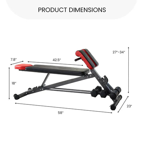 Side view of All In One Adjustable Weight Bench For Full Body Home Gym Workouts With Bench Press Back Extension Roman Chair dimensions