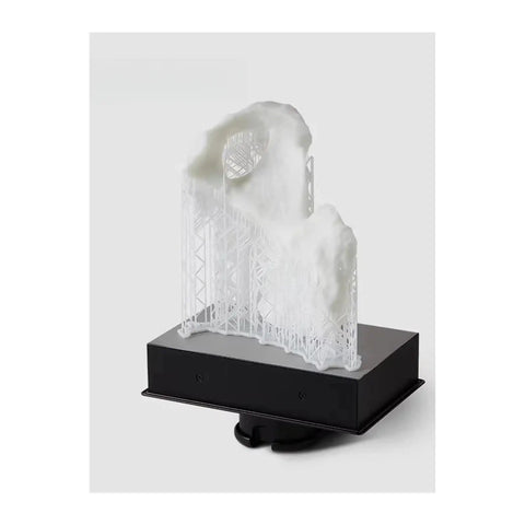 3D printed model on Super Flexible Build Plate For Form 4 Resin Printers With Flat Bottom Adhesive Top And Just The Right Flex.