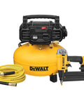 Heavy Duty 18 Gauge Brad Nailer And 6 Gallon Oil Free Pancake Air Compressor Combo Kit with hose and tools.