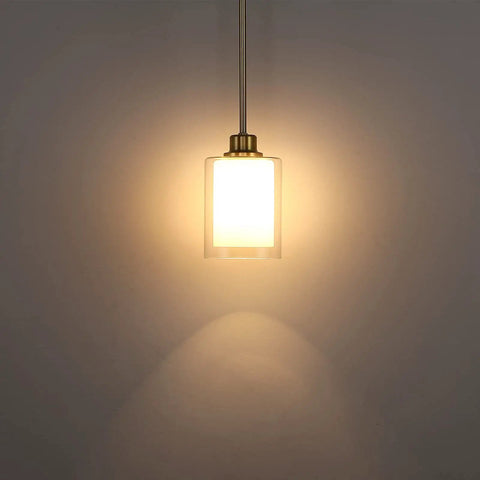 Two Pack 1 Light Indoor Hanging Kitchen Island Pendant Lights With 5 Inch Clear Frosted Glass Shades In Sleek Black Finish