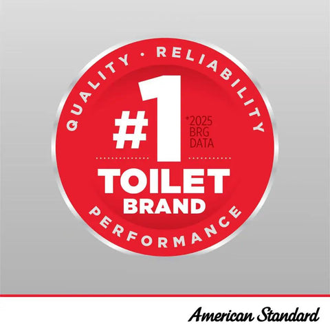 Red badge with '#1 Toilet Brand', emphasizing quality and performance by American Standard.