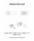 Illustration of Cabinet Cam Lock Replacement For Office Desks And Wardrobes, Zinc Alloy Silver Finish with key components