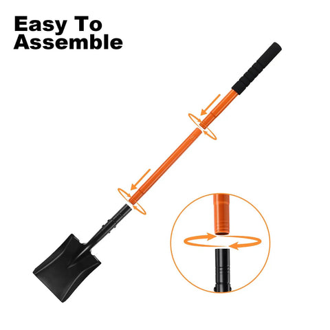 Durable Square Shovel With Metal Handle For Digging In Yard Or Camp 43.3 Inch Length Orange Garden Tool easy to assemble