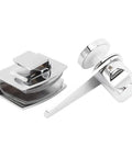 Premium Copper Glass Door Latch Bolt For Bathroom And Sliding Doors Rock Solid Safety Lock With No Sweat 4Mm Drill Install set, chrome finish.