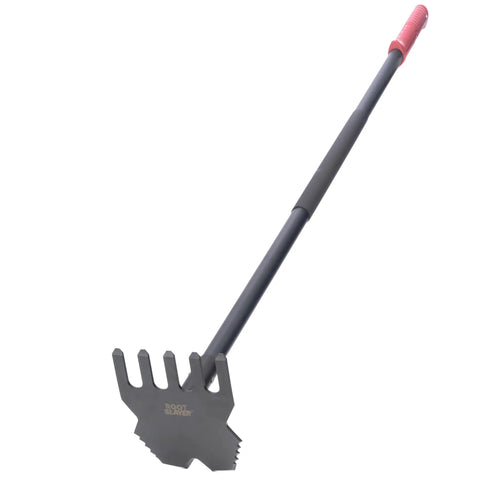 Dual Hoe And Rake Garden Tool With 58 Inch Fiberglass Shaft showing carbon steel head for cultivating and cleanup
