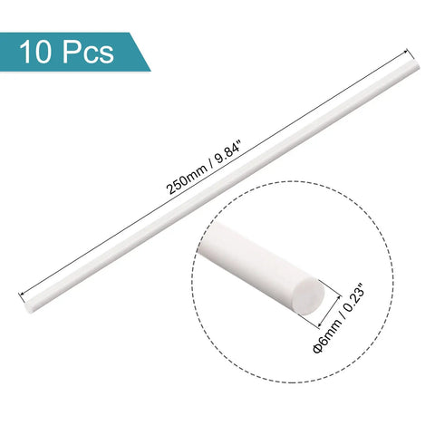 Solid White ABS Plastic Round Rod 6mm By 250mm For DIY Model Material And Architectural Model Making Awesome For Window Frames Pillars Detailing And Sand Table Diorama Projects Pack Of 10