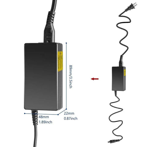 18V Universal AC Power Charger With 7 Tip Adapters, 2.69A Peak Output, Barrel Connectors 5.5x2.1mm dimensions shown.