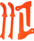 Four Pack Table Saw Push Sticks With Pro Grade Ergonomic Handles For Safe Woodworking, Easy Push Control On Table Saw Jointer and Shaper, Comfortable Grip In Bright Orange.