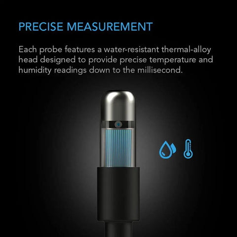 Durable Stainless Steel 20 Foot Waterproof Temperature And Humidity Probe for precise measurement detail.
