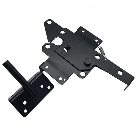 Self Locking Gate Latch Heavy Duty Post Mount Automatic Gravity Lever Fence Lock for Wood or PVC Gates Includes Fasteners, Durable Black Steel Security for Pool and Yard Garden, 2 Pack, black steel latch with mounting plate