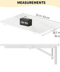Fold Down Wall Mounted Workbench Table 25 Inch Long By 15.7 Inch Wide White Marble Floating Desk dimensions and weight capacity