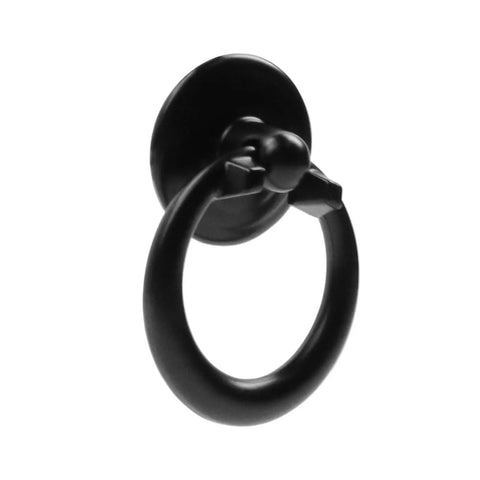 Antique Black Drop Ring Drawer Pulls Set Of 10 For Cabinets And Furniture, 1.69 Inch Total Length With 1.18 Inch Ring Diameter
