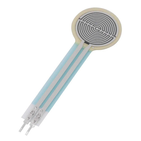 Round 0.5-inch diameter FSR pressure sensor disk with three flat blue leads