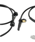 Front ABS Wheel Speed Sensor Pair Fits 2008 Through 2014 Nissan Rogue And 2008 To 2012 X Trail 2.5L, black plastic connectors.