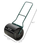 Lawn Roller For Sod Flattening And Soil Compaction With 16 Gallon Fill Capacity, heavy duty steel roller with measurements shown.