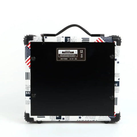 Back view of 20W Portable Electric Bass Guitar Amplifier for Beginners with Headphone Jack and MP3 Playback Compact Travel Practice Amp