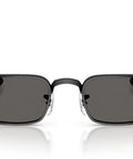 Front view of ASAP Rocky RB3927 Wired Metal Collection Rectangular Sunglasses In Black And Dark Grey 54mm Lens Width for street style