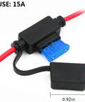 15A fuse component of 13 Foot 12V Female Cigarette Lighter Socket Extension Cord with Battery Eyelet Ring Terminal
