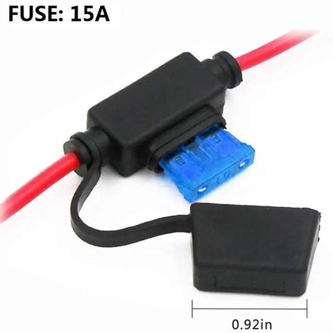 15A fuse component of 13 Foot 12V Female Cigarette Lighter Socket Extension Cord with Battery Eyelet Ring Terminal