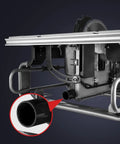 Portable Benchtop Table Saw With 5500 Rpm High Speed Motor showing the motor compartment and exhaust port for efficient woodworking.