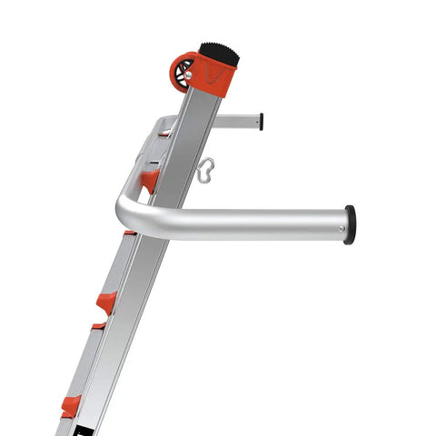 Wing Span Wall Standoff Ladder Accessory For Aluminum And Fiberglass Articulating Ladders attached to ladder, side view.