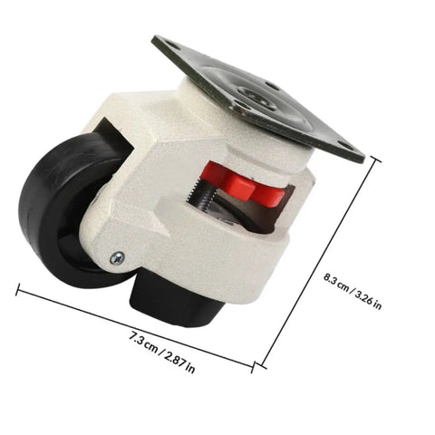 Heavy Duty Swivel Caster Set Four Pack With Adjustable 60mm Flat Plate Wheels For Workbenches Carts And Industrial Equipment Transport Durable Smooth Rolling Easy Install, side view