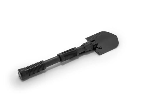 Compact Folding Shovel With Pick For Camping And Backpacking Lightweight Essential Tool For Survival shown folded on white background