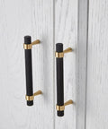 Set Of 2 Solid Brass Cabinet Pulls 6.3 Inches Long With 5 Inch Hole Centers Knurled Textured Handles In Gold And Black Finishes