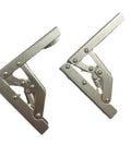 Straight Up Heavy Duty Folding Shelf Bracket With Extendable Wall Mount Support Hinge, Rock Solid Cold Rolled Steel Corrosion Resistant Construction For No Sweat Install, 2 Pack Silver, shown in compact fold.