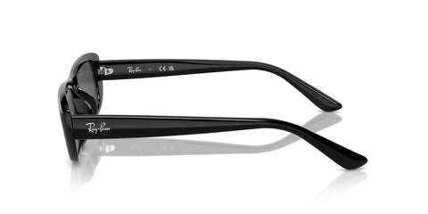 Side view of RB4436D Dope Square Sunglasses with black frame and dark grey lenses, showing the temple arms with branding.
